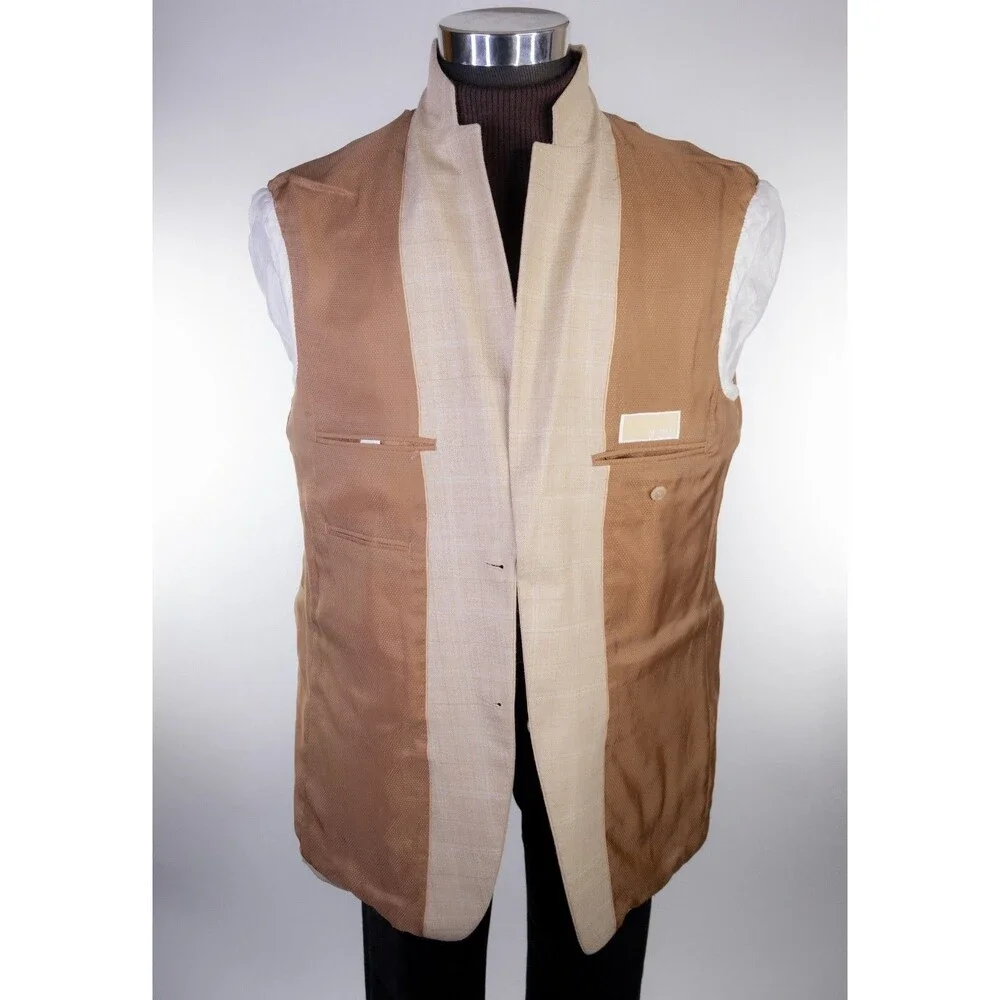 Michael Kors Silk/Wool Blend Sport Coat Blazer 42R Beige Check 2-Button Jacket